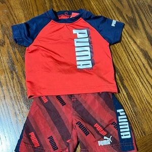 Puma boys short set black, red, n white